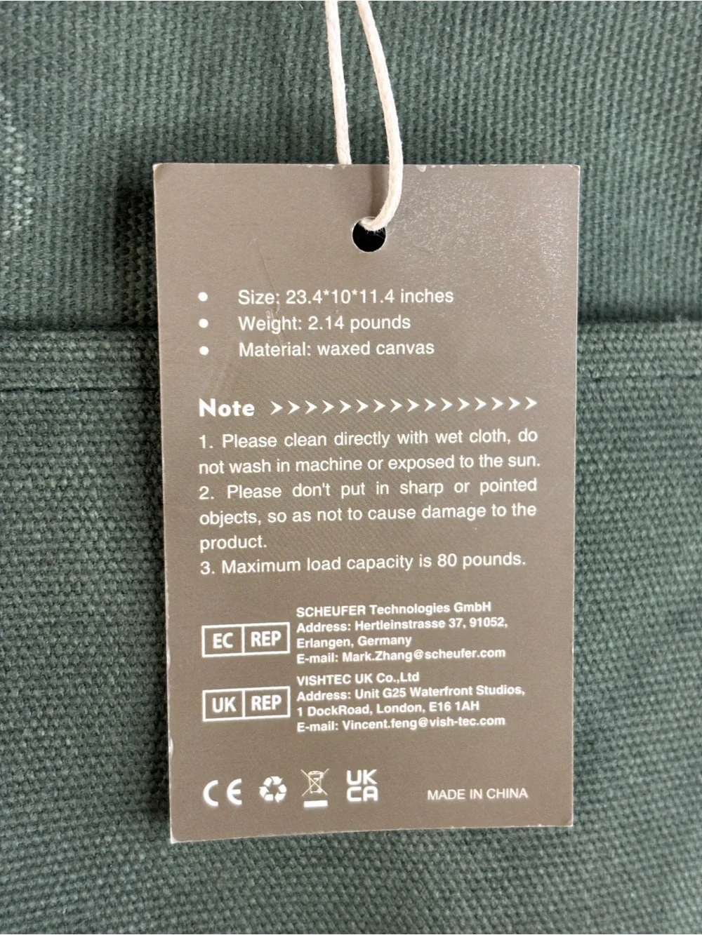 Waxed Durable Canvas Firewood Storage Bag NWT
